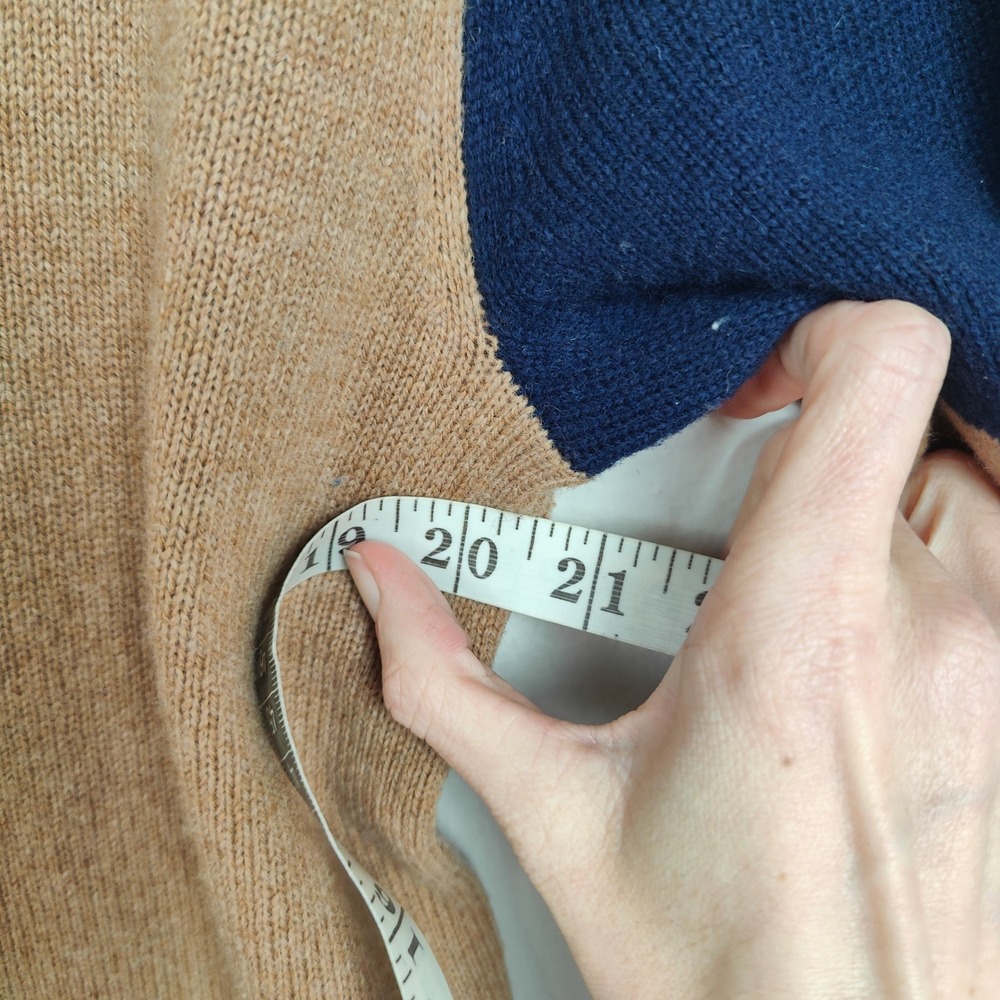 J Crew Sweater Mens Small Colorblock Merino Wool Blend Sweater Navy Tan Grey - Picture 6 of 12